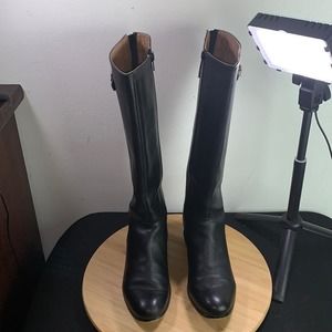 Corso Como Women's 'Francine' Leather Boots (Size 7) Buckle Accents Tall Riding